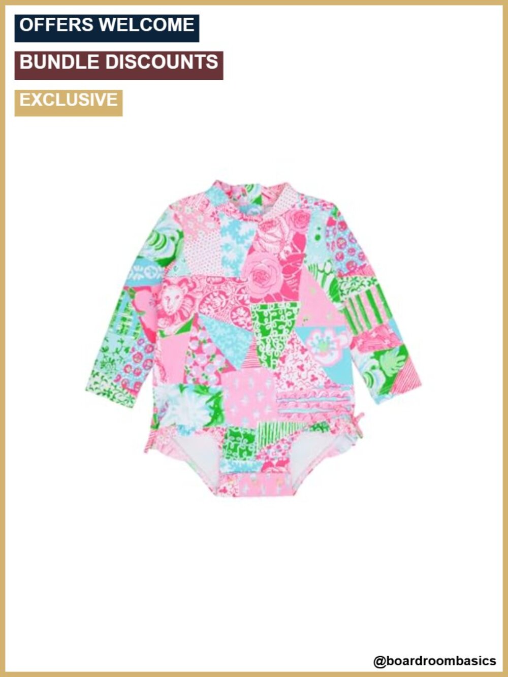 Infant Girls One-Piece Rashguard Swimsuit UPF 50+ Long Sleeve